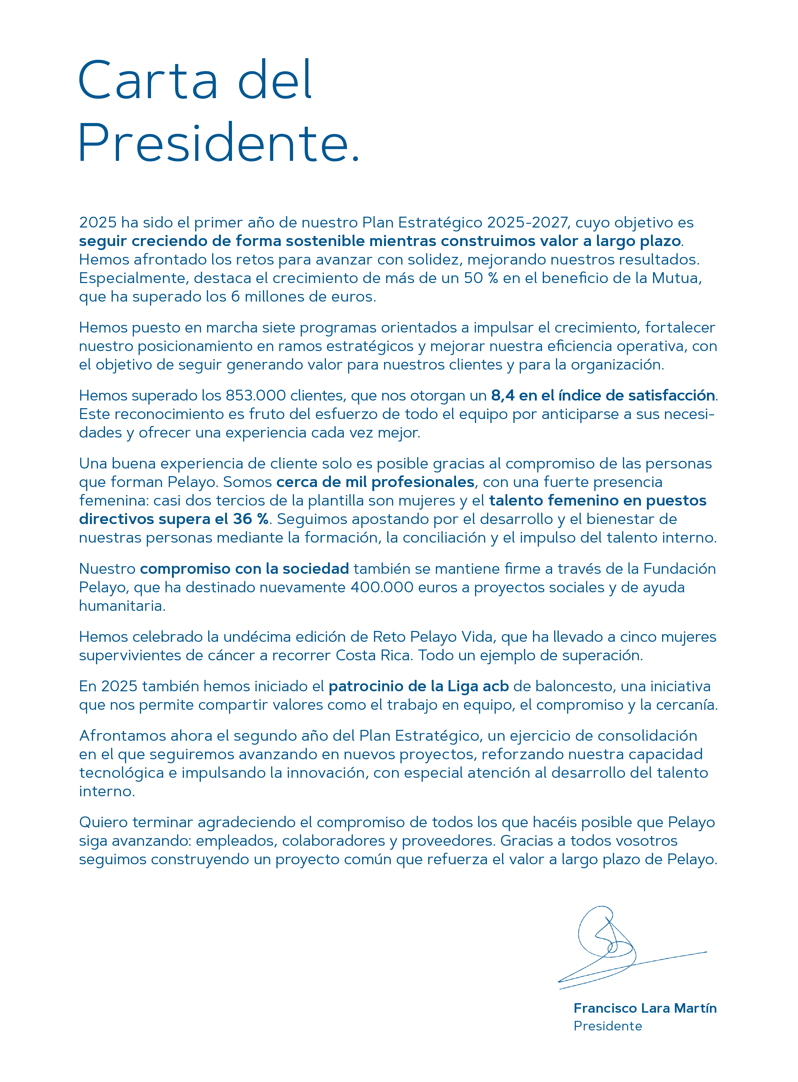 Carta del Presidente